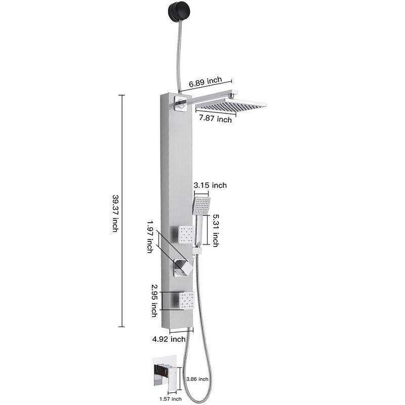 Nickel 2-Jet Shower Panel System with Adjustable Rain Shower Head