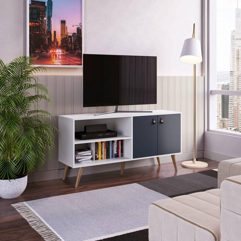 Amber Faux Leather Handles TV Stand for TVs up to 50" - Manhattan Comfort