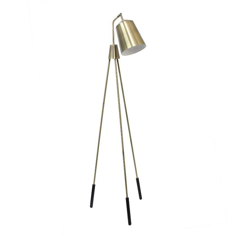 Industrial Tripod Floor Lamp with Interior Spotlight Antique Brass - Lalia Home: Uplighting for Living Room, Office, Foyer