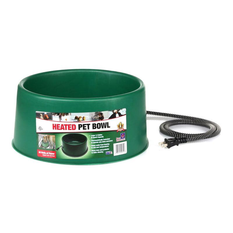 Green 1.5 Gallon Electric Heated Pet Water Bowl with Thermostatic Control