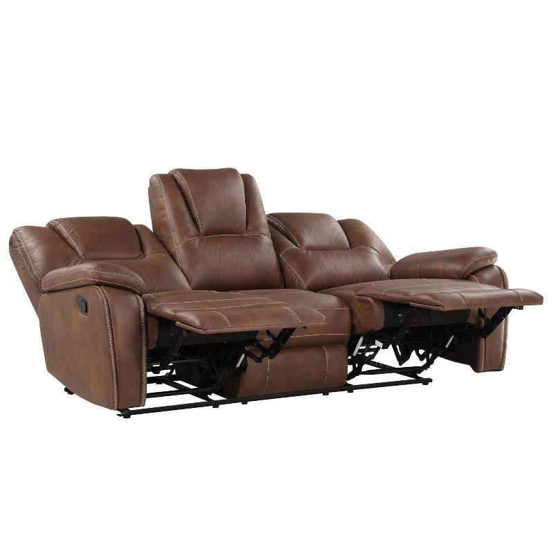 Katrine Manual Side Lever Recliner Sofa Brown - Steve Silver Co.: Luxurious Faux-Leather, Padded Armrests