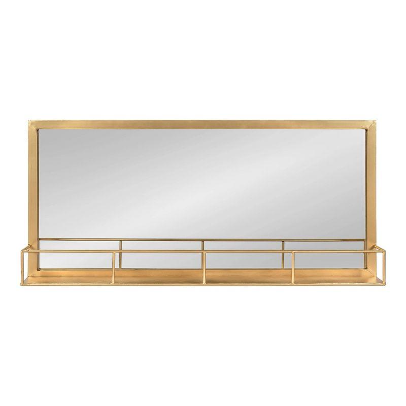 18" x 40" Jackson Metal Frame Mirror with Shelf Gold - Kate & Laurel All Things Decor: Chic Rectangle, No Assembly Required