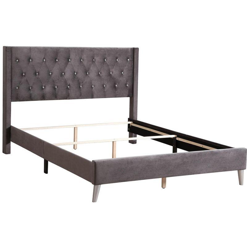 Passion Furniture Bergen Dark Gray Queen Tufted Panel Bed