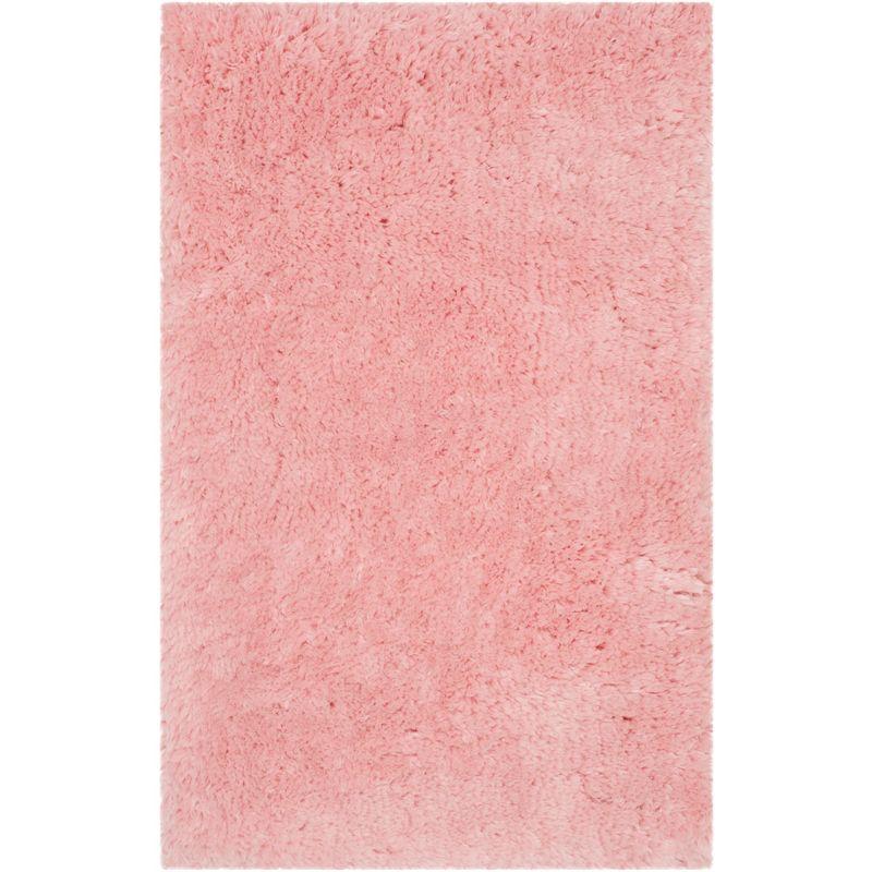 Pink Hand-Tufted Shag Area Rug with Synthetic Sheepskin