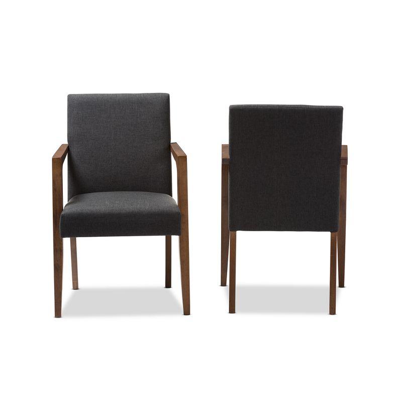 Set of 2 Andrea Mid - Century Modern Upholstered Wooden Armchair - Dark Gray - Baxton Studio