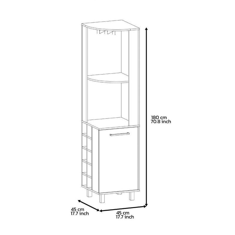 Depot E-Shop Corner Bar Single Door Cabinet Two Shelves, Ten Built-in Wine Rack