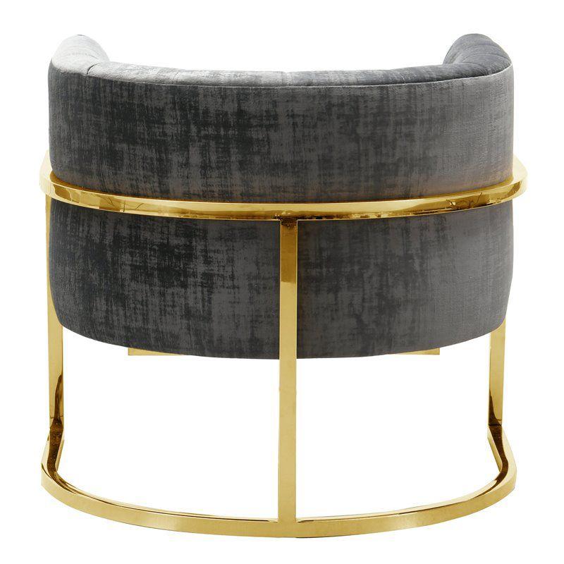 TOV Furniture Magnolia 16.5"Velvet Accent Chair in Slub Gray/Gold