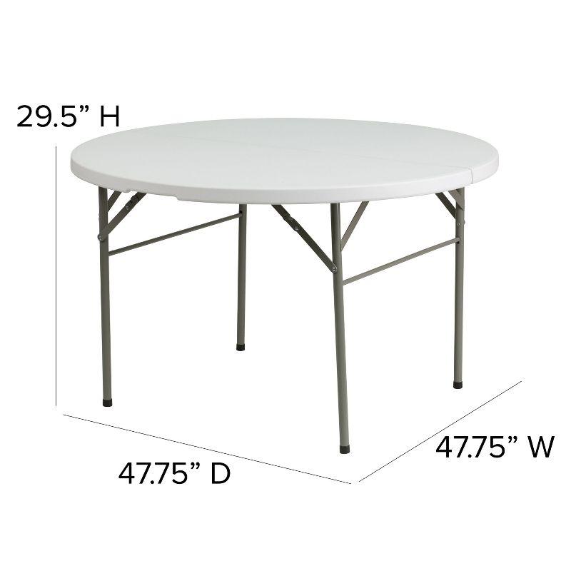 Emma and Oliver 4-Foot Round Bi-Fold Granite White Plastic Event Folding Table with Handle