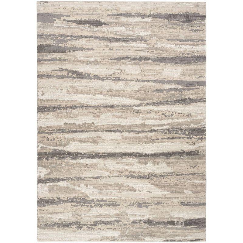Nourison 6'x9' Modern Striped Sustainable Woven Area Rug with Lines Beige: Rectangle, Medium Pile, OEKO-TEX Certified