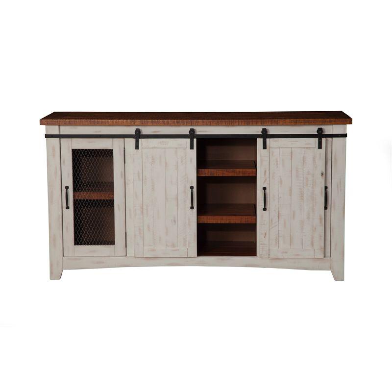 Taos 65" Solid Wood TV Stand Antique White and Honey Finish - Martin Svensson Home