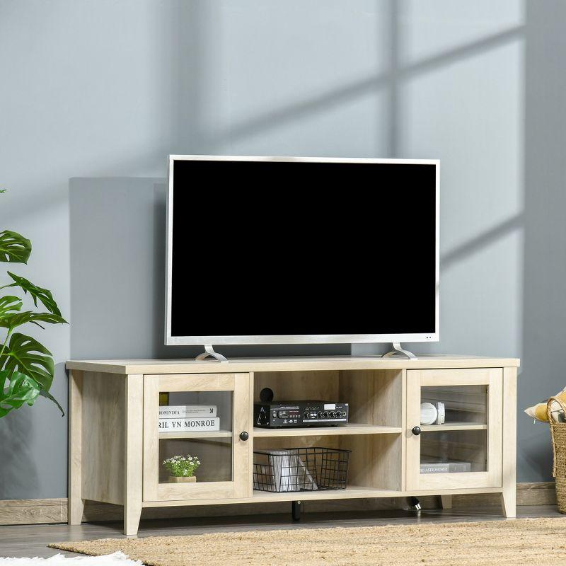 HOMCOM Modern TV Stand, Entertainment Center with Shelves and Cabinets for Flatscreen TVs up to 60" for Bedroom, Living Room