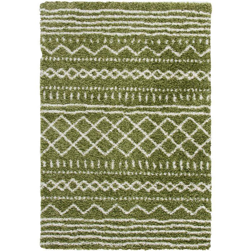 Arizona Shag ASG741 Power Loomed Indoor Area Rug - Green/Ivory - 5'1"x7'6" - Safavieh