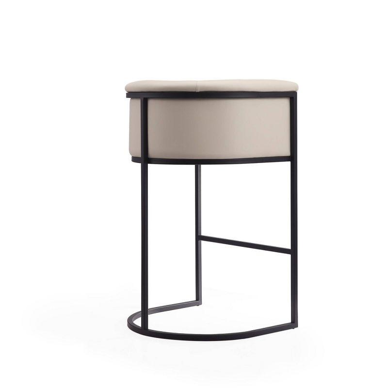 Cosmopolitan Upholstered Metal Barstool Cream - Manhattan Comfort: Midcentury Design, Faux Leather, No Assembly Required