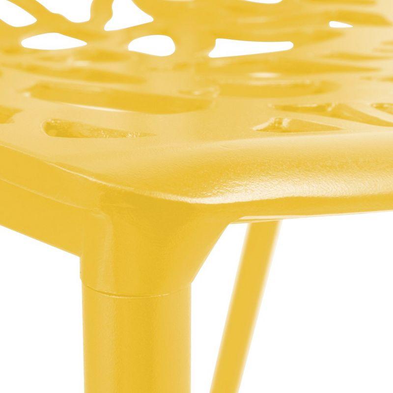 LeisureMod Devon Modern Aluminum Outdoor Stackable Dining Chair, Yellow