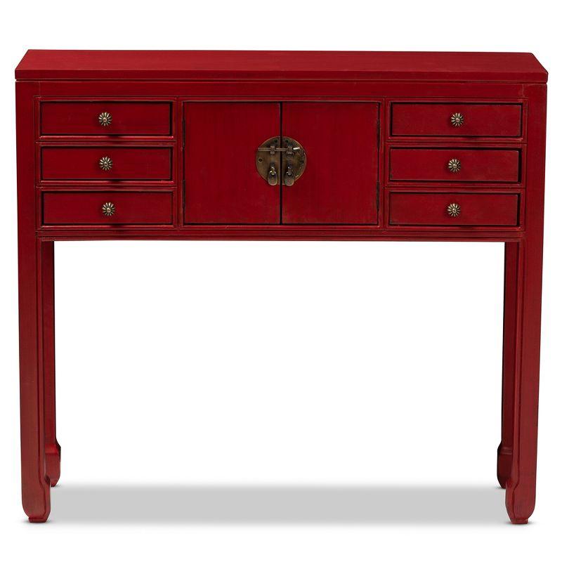 Melodie 6 Drawer Console Table Red - Baxton Studio