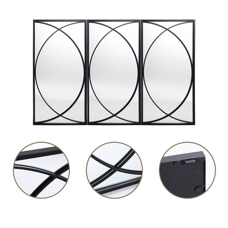 LuxenHome 3-Piece Black Metal Rectangular Wall Mirror Set