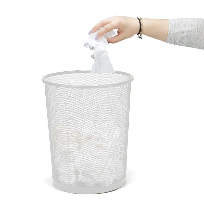 Mesh Trash Can, 16.65L (4.4 gal), Waste Paper Basket, Round, Metal, 11.5"L x 11.5"W x 13.75"H