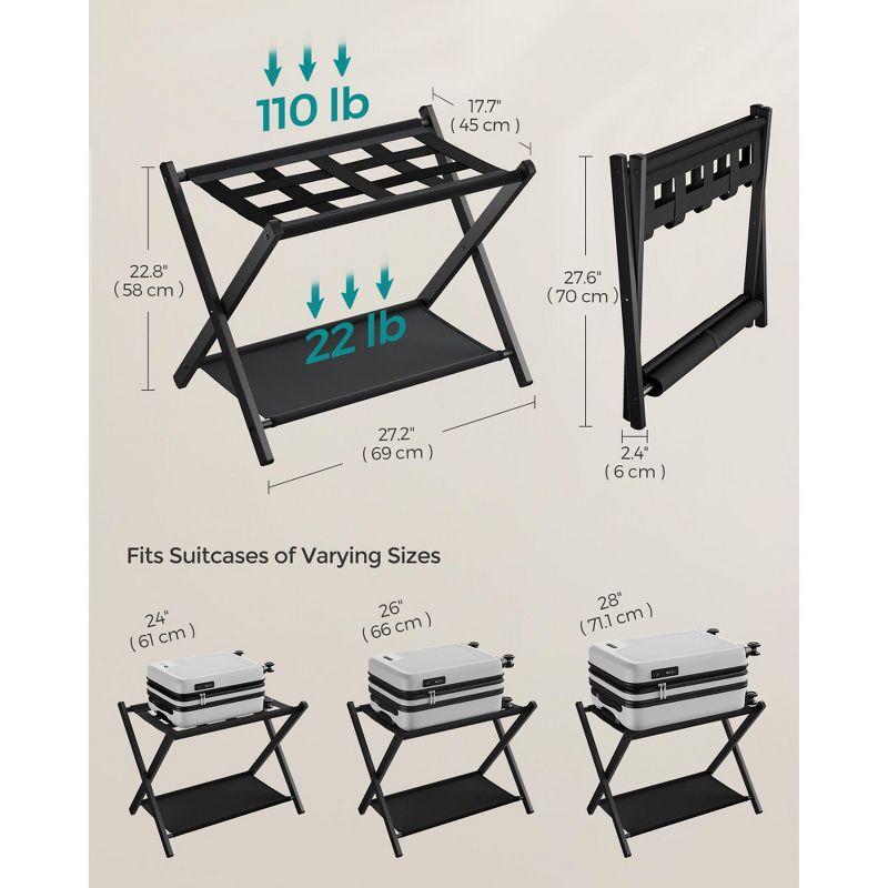 Folding Luggage Rack with Shelf Travel Suitcase