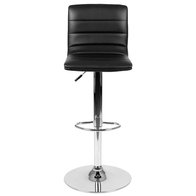 Black Vinyl Adjustable Height Swivel Barstool with Chrome Base