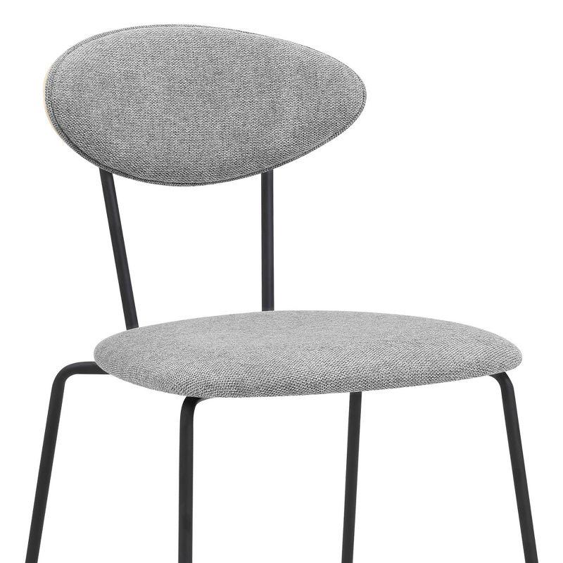 Set of 2 Neo Modern Fabric and Metal Dining Room Chairs Gray/Black - Armen Living: Contemporary, Faux Leather, Comfort Cushion