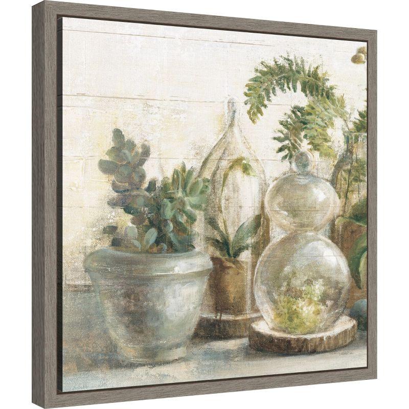 Amanti Art Greenhouse Orchids on Shiplap II by Danhui Nai Canvas Wall Art Print Framed 16 x 16-in.