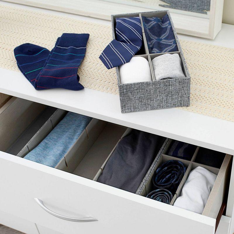 Household Essentials 3pc Drawer Organizer Set Graphite Linen: Stackable Decorative Boxes, Polyester, 12.6"x12.6" Rectangle