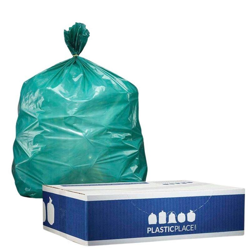 Plasticplace 55-60 Gallon Trash Bags, Green (50 Count)