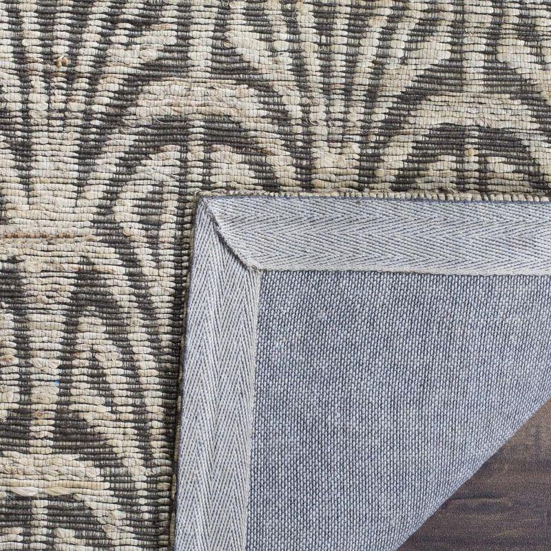 Light Beige and Grey Geometric Hand-Knotted Cotton Rug, 4' x 6'