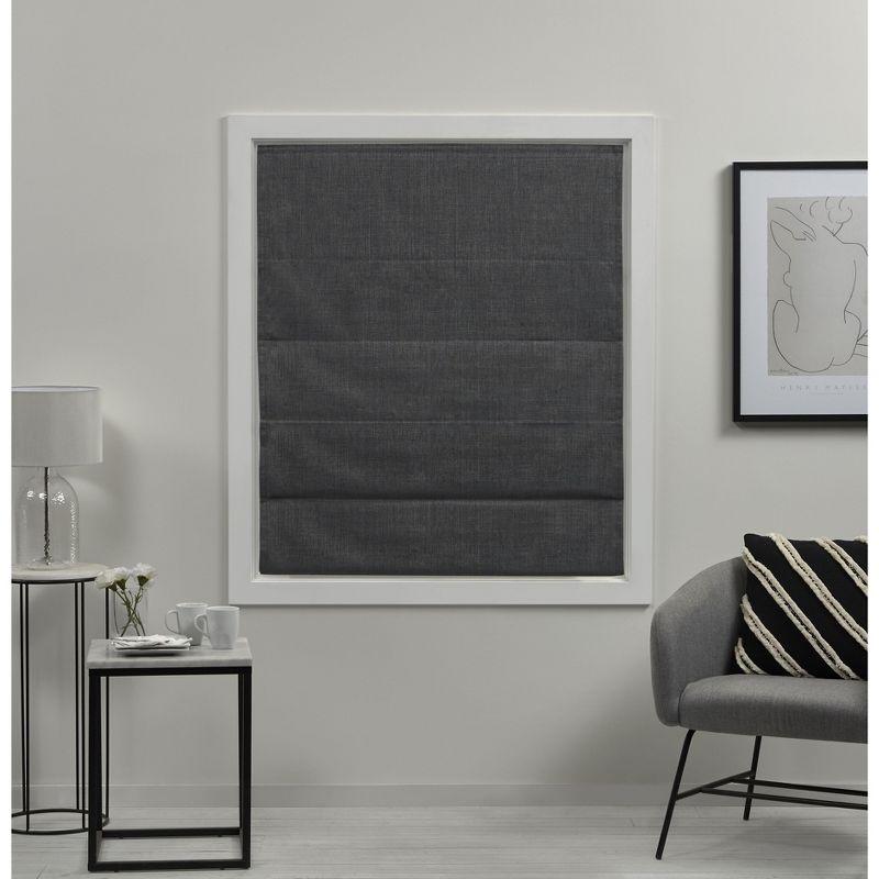 Gray Cordless Blackout Woven Fabric Roman Shade