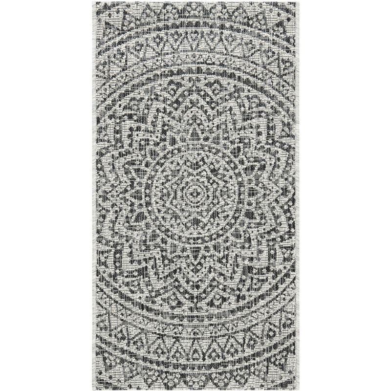 Courtyard CY8734 Power Loomed Indoor and Outdoor Accent Rug - Light Grey/Black - 2'7"x5' - Safavieh