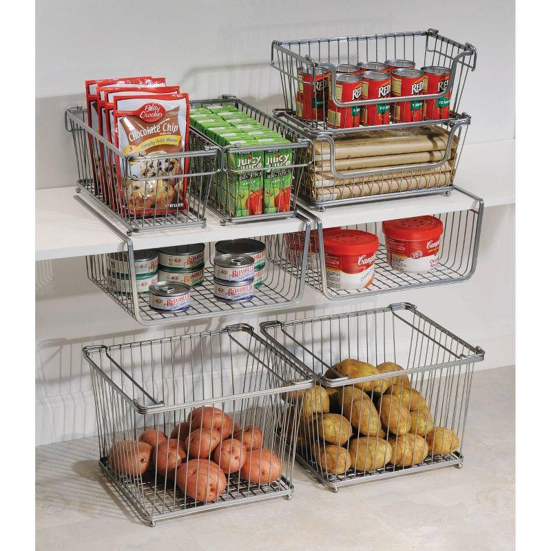 iDESIGN York Lyra Steel Wire Under Shelf Kitchen and Pantry Storage Basket Silver: Metal Organizer, 13x10x6 Inches