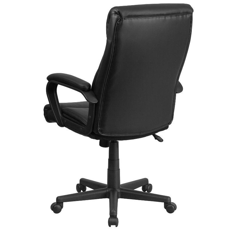 Flash Furniture Raya High Back Black LeatherSoft Executive Swivel Office Chair with Slight Mesh Accent and Arms