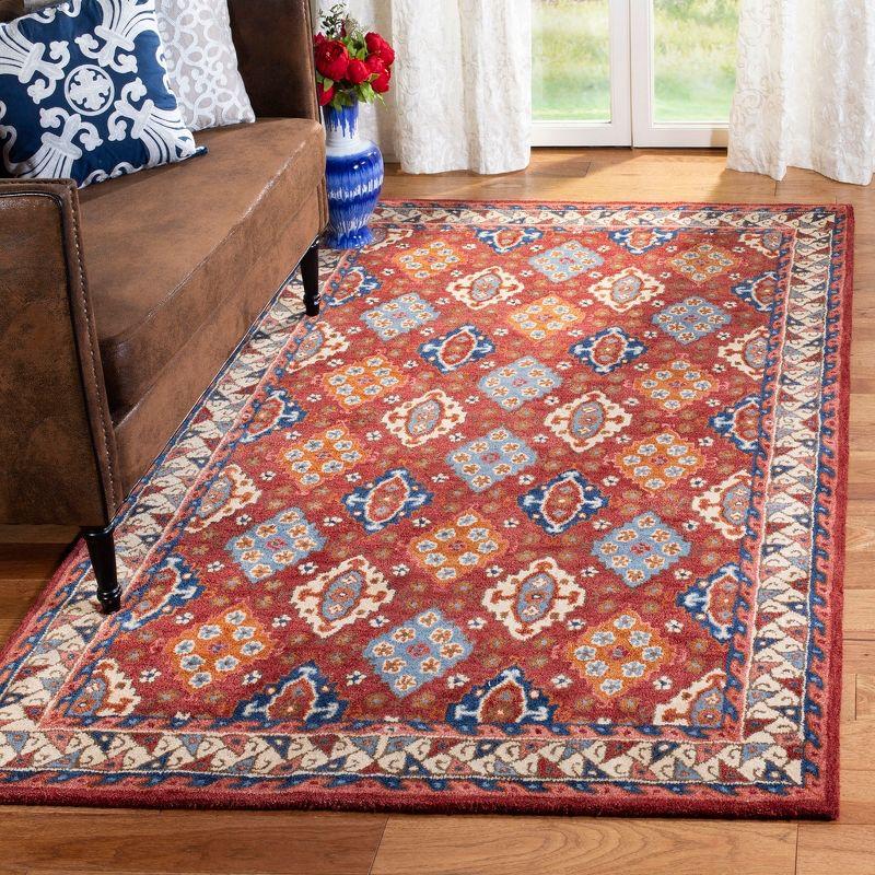 Heirloom Elegance Hand-Tufted Red Wool Area Rug, 4' x 6'