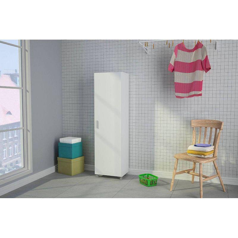 Aria 4 Shelf Storage Cabinet White - Polifurniture: Compact Melamine, 58.89" Height, Utility Organizer