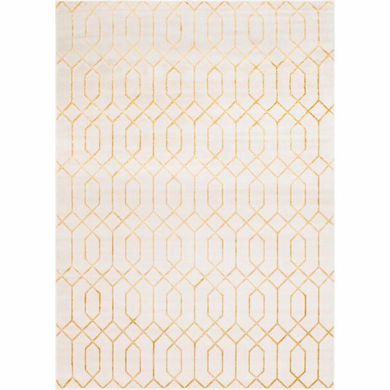 Marilyn Monroe Glam Collection Area Rug - Trellis (9'  x 12' Rectangle White Gold/Gold)