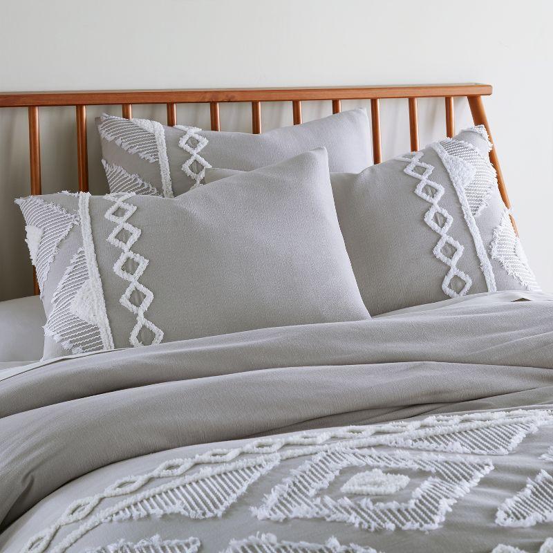 Harleson Cream and White Cotton Bohemian Duvet Cover Set