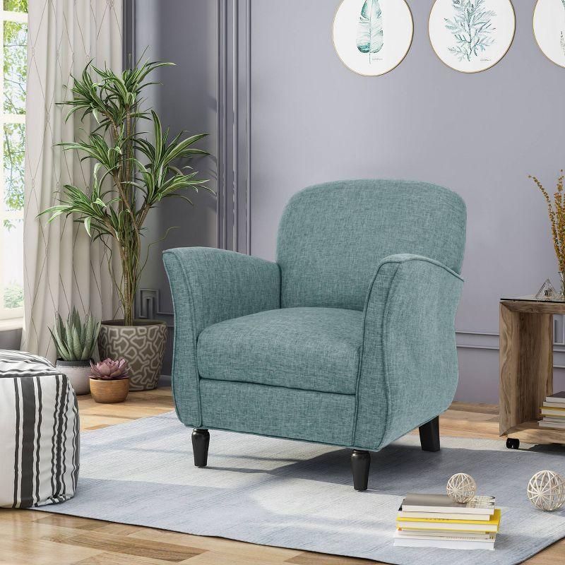 Swainson Traditional Tweed Armchair Teal: Overstuffed, Turned Legs - Christopher Knight Home