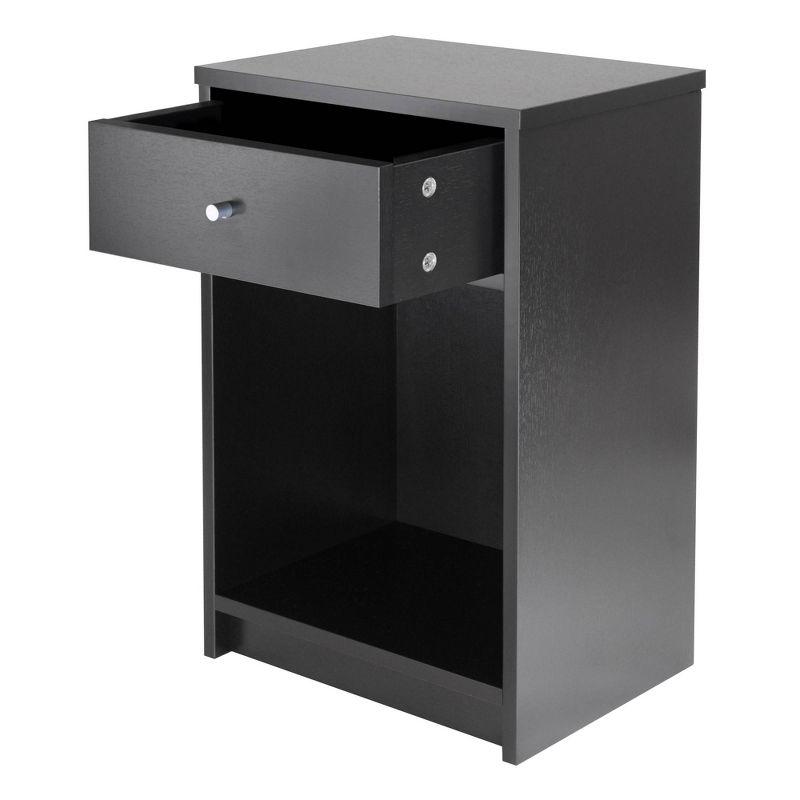 Squamish Transitional Black Wood Nightstand with Storage