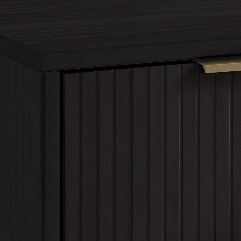 Granville Glam 6-Drawer Vertical Dresser in Black with Ribbed Detail