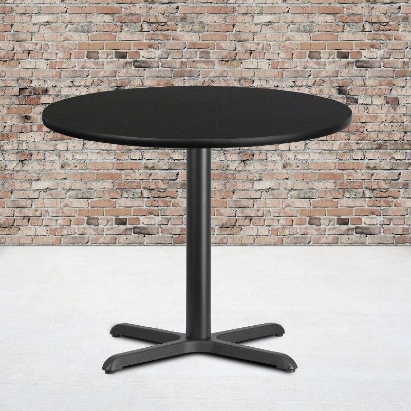 Carrus Round Laminate Dining Table Top with X-Shaped Base