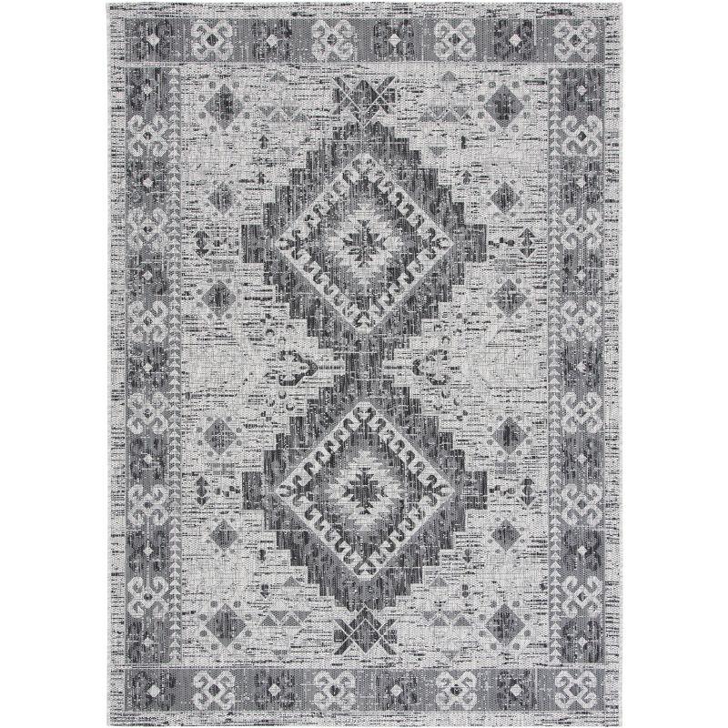 Courtyard Light Grey & Charcoal Easy-Care Outdoor Rug - 8' x 10'