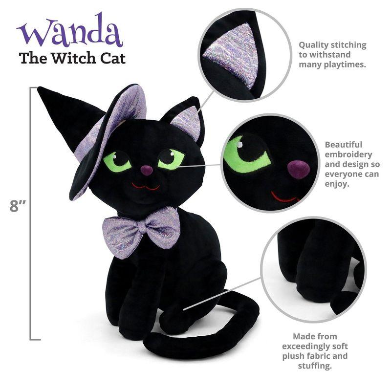 Wanda the Witch Cat 8" Black Plush with Purple Bow