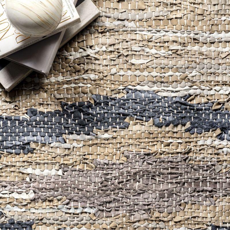 Nuloom Farren Hand Woven Diamond Leather Indoor Area Rug, 6' x 9'