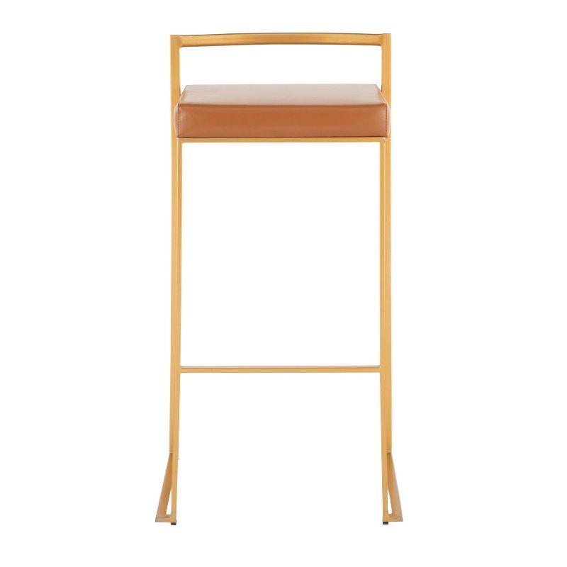 Set of 2 Fuji Stackable Barstools Leather/Steel - LumiSource