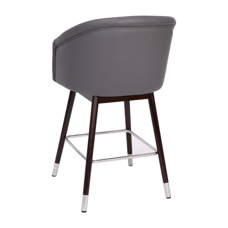 Merrick Lane Modern Wood Frame Stool with Metallic Accents