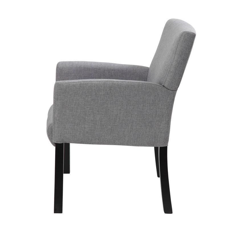 Box Arm Linen Guest Chair Gray - Boss Office Products: Ergonomic, Commercial Grade, Black Wood Legs, 275lb Capacity