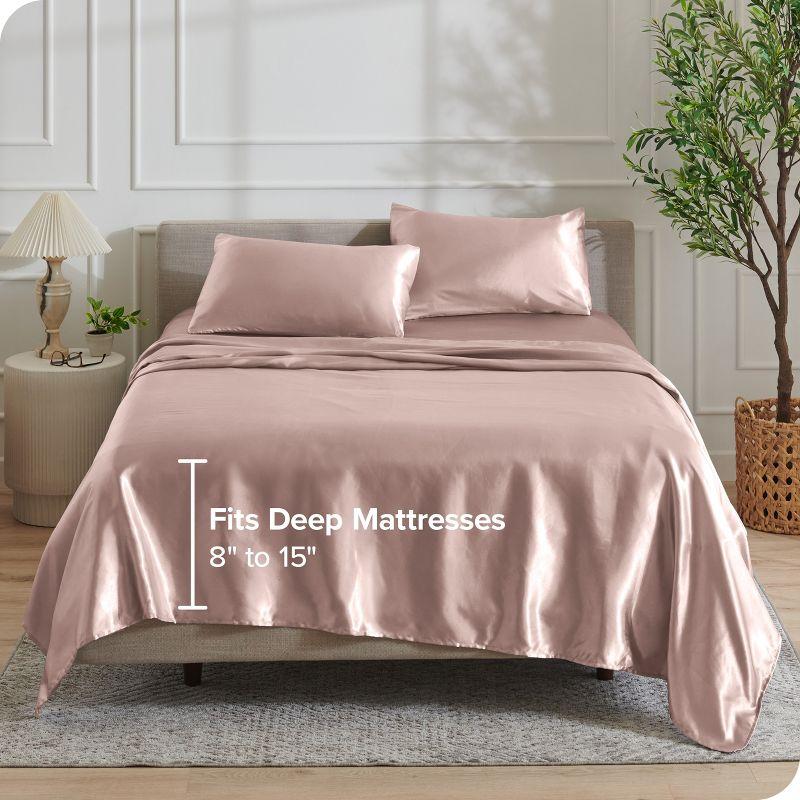 Twin XL Blush Luxury Poly Satin Sheet Set by Bare Home