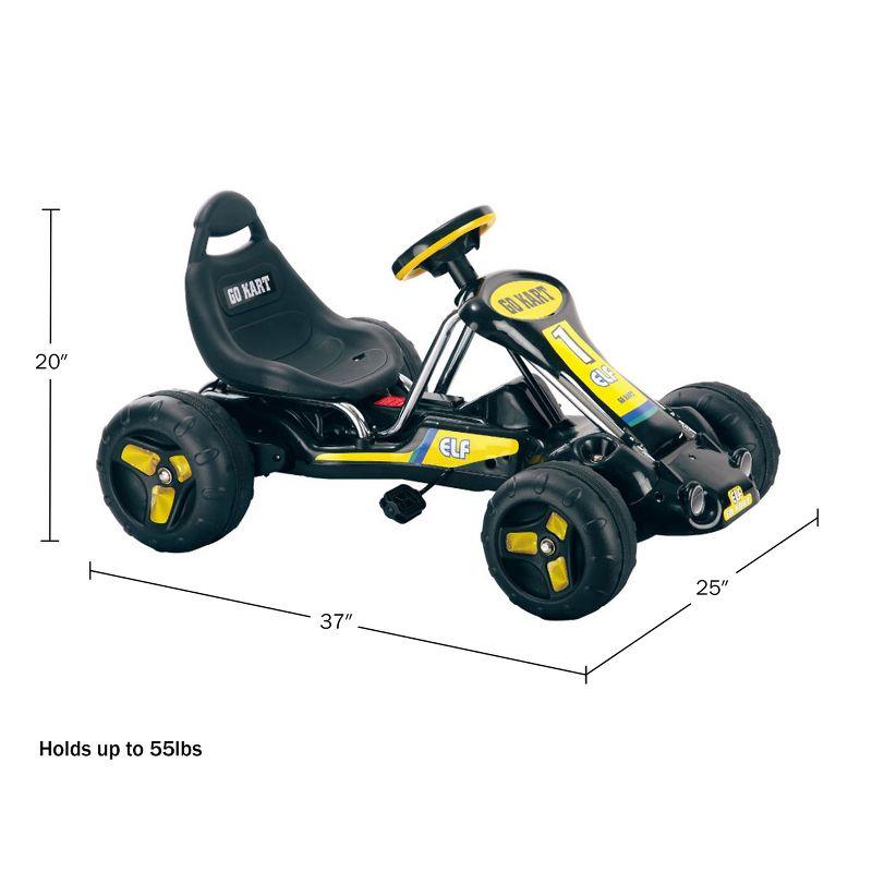 Black and Yellow Pedal Powered Go-Kart with Racing Decals