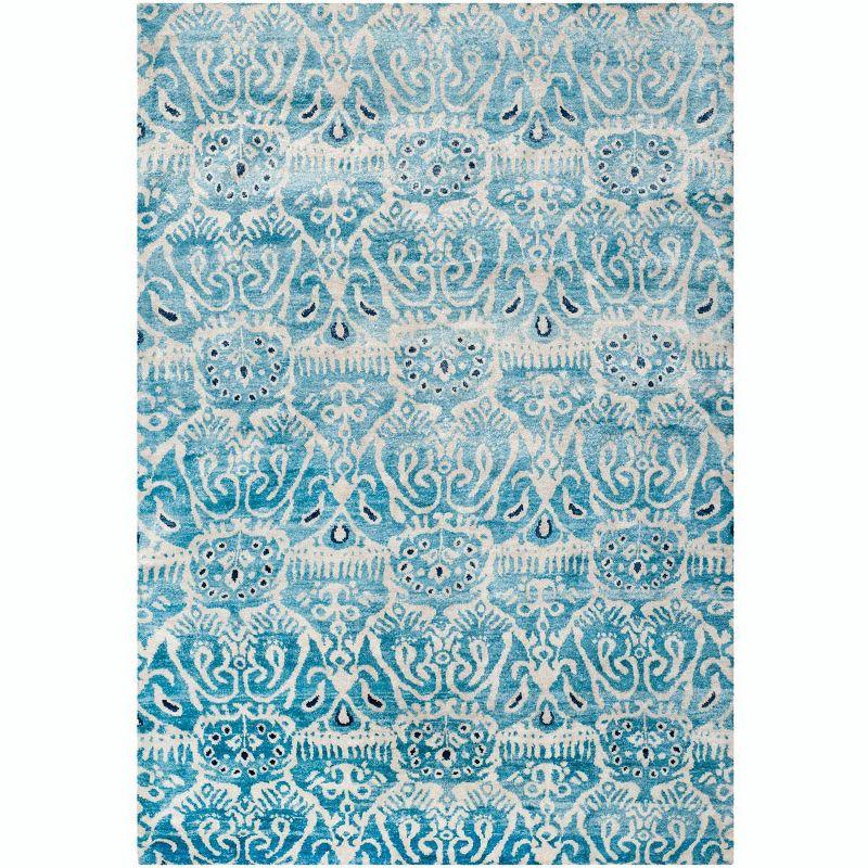 Luxor Light Blue Hand-Knotted Silk 6' x 9' Area Rug