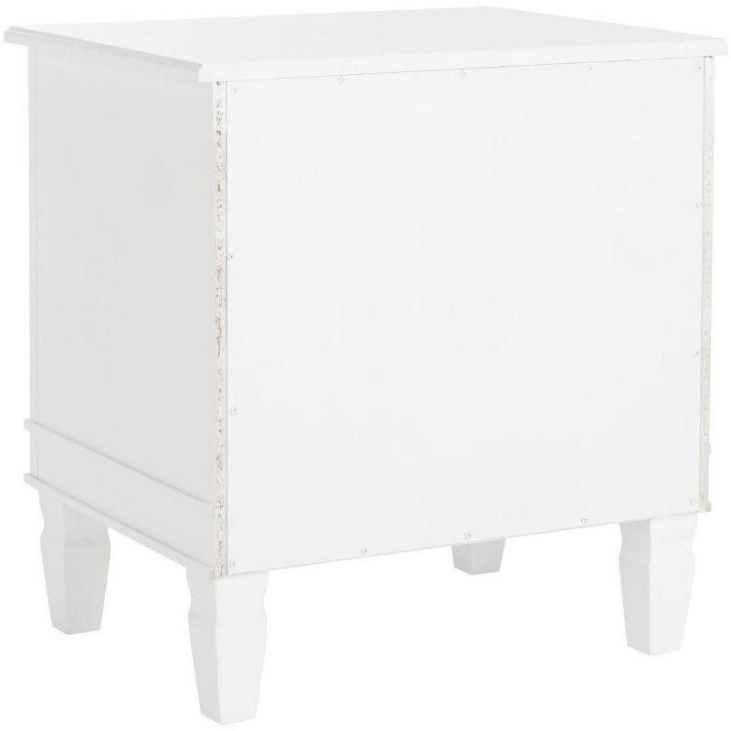 Transitional Kira 3-Drawer White Wood Nightstand with Silver Pulls